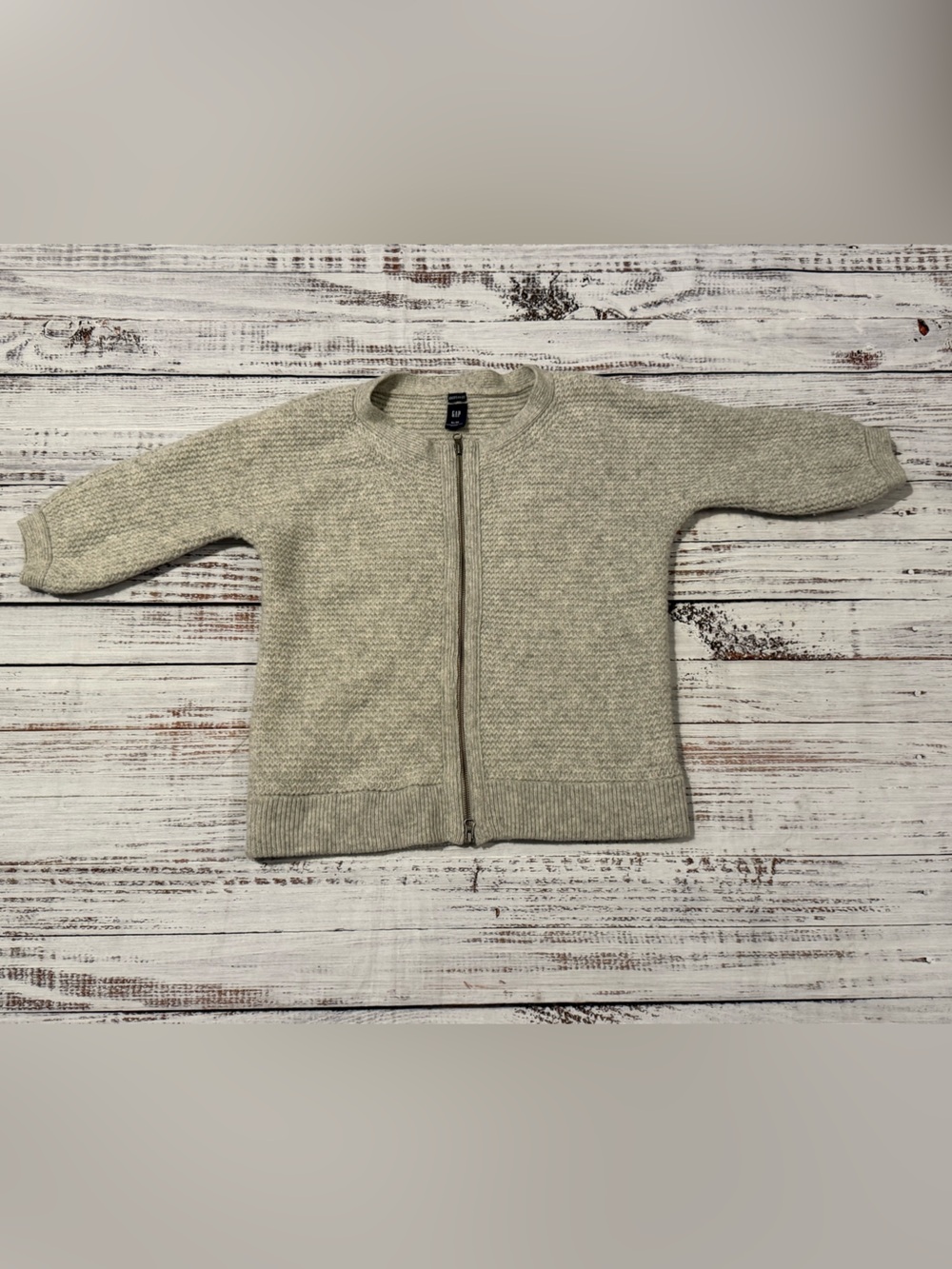 GAP Vintage 100% Lambswool Full Zip Gray Cardigan Sweater Mens XL European Fit